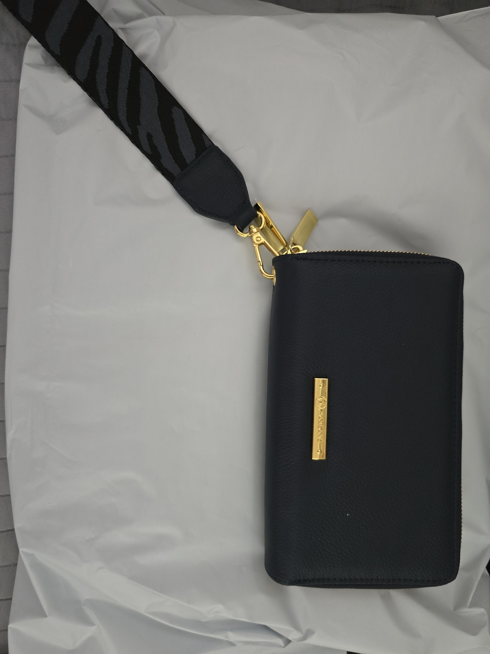 Joy Mangano Black Wristlet Wallet with Gold Hardware
